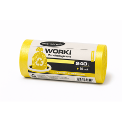Worki na śmieci 240L LDPE Żółte 10 szt