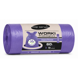 Worki na śmieci 60L HDPE zapachowe lawenda wiązane 18 szt.